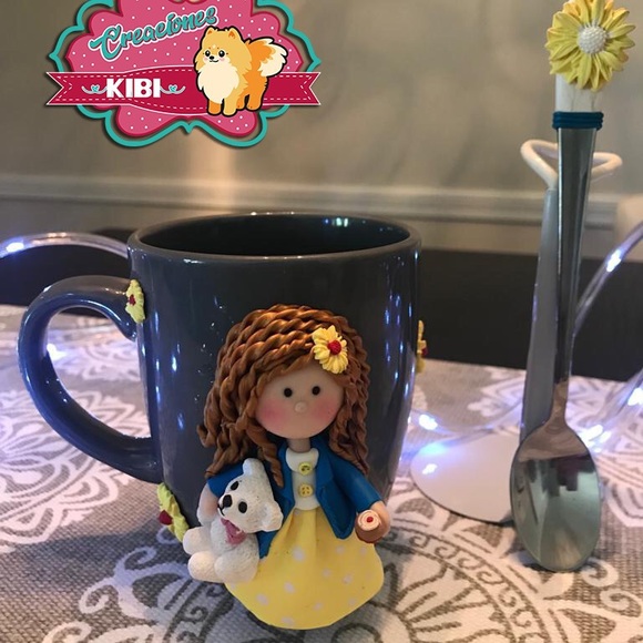 cute handmade cups!  a good gift 💝 includes spoon - Picture 1 of 3